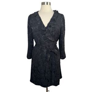 Madewell ruffled wrap dress floral jacquard black